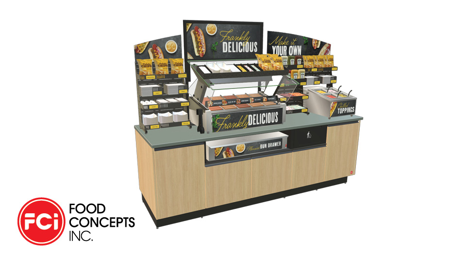 Roller grill island with a link to Food Concepts