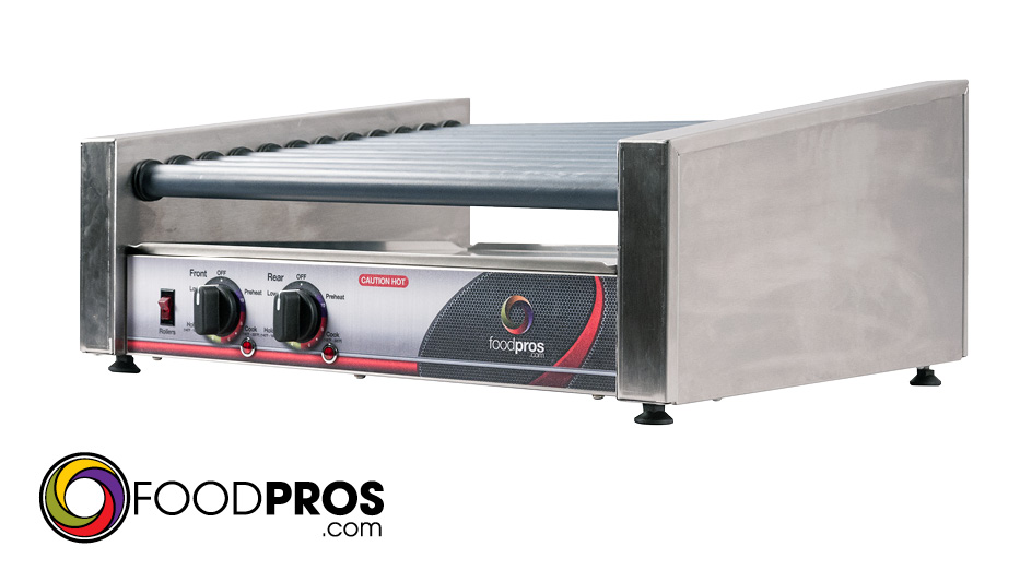 Roller grill with a link to FOODPROS website