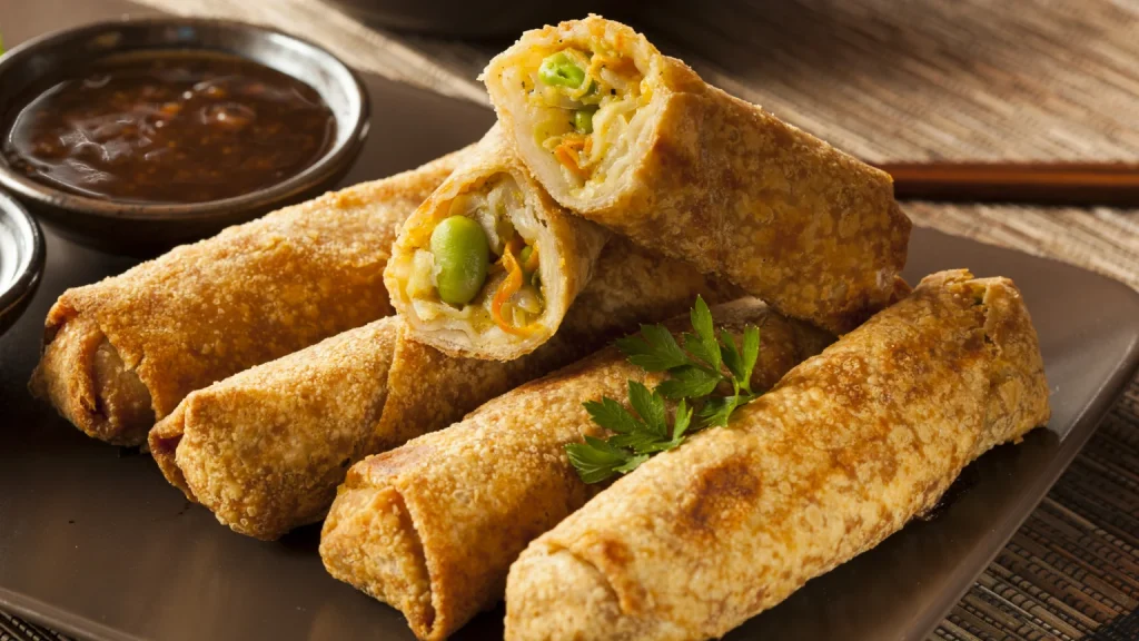 Egg rolls for a commercial roller grill foodservice menu